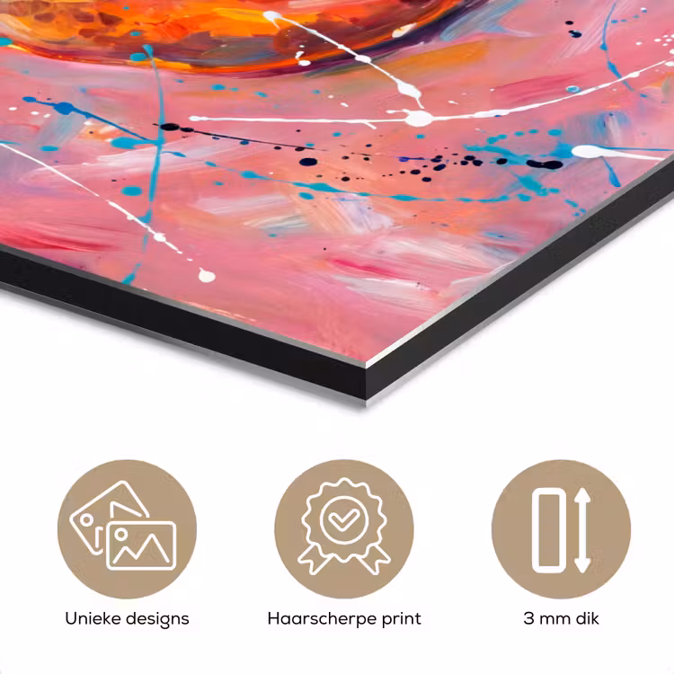 Zeeleven - Kreeft - Spatters - Abstract - Roze aluminium wit klein -closeup_NL
