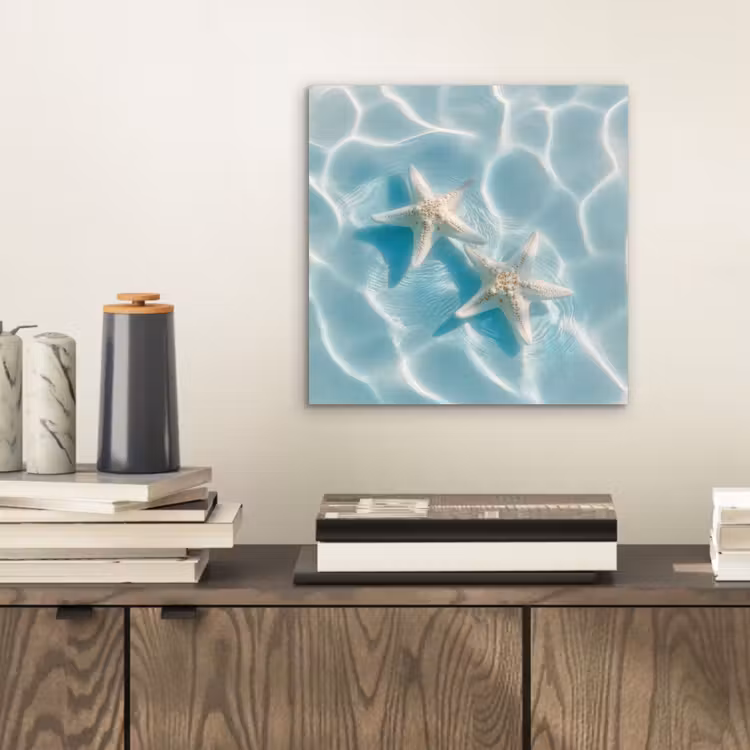 Zeesterren - Golvend water - Rustgevend aluminium wit klein -sfeer1