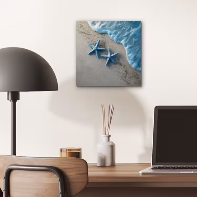 Zeesterren - Zand - Zee - Blauw aluminium wit klein -sfeer5