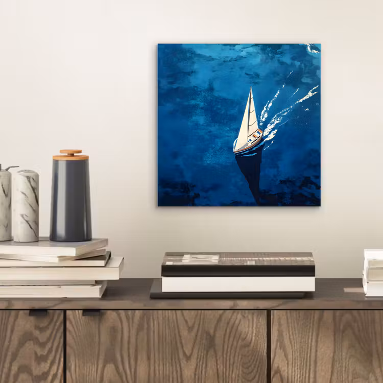 Zeilboot - Water - Abstract - Schaduw aluminium wit klein -sfeer1