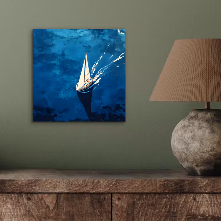 Zeilboot - Water - Abstract - Schaduw aluminium wit klein -sfeer2