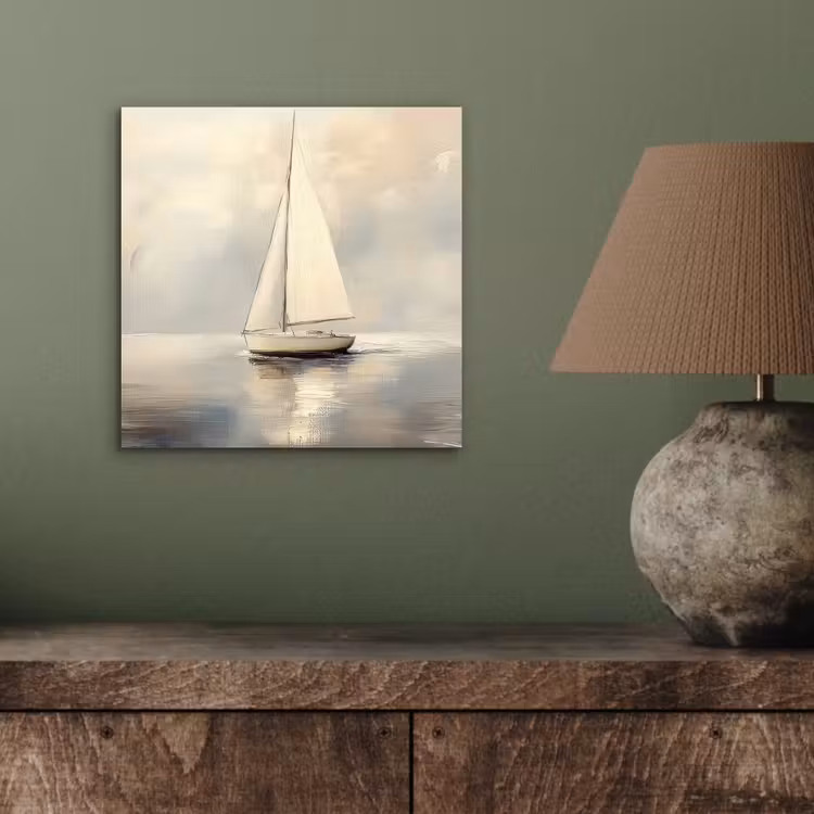 Zeilschip - Zee - Bewolkt aluminium wit klein -sfeer2