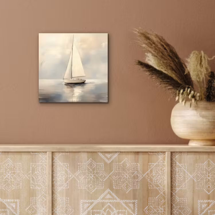 Zeilschip - Zee - Bewolkt aluminium wit klein -sfeer4