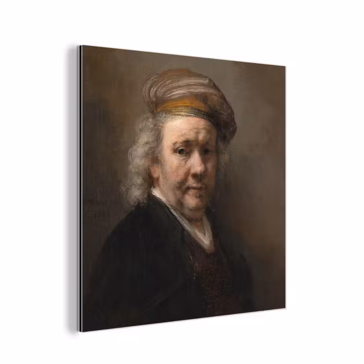 Zelfportret - Schilderij van Rembrandt van Rijn aluminium wit klein -3d
