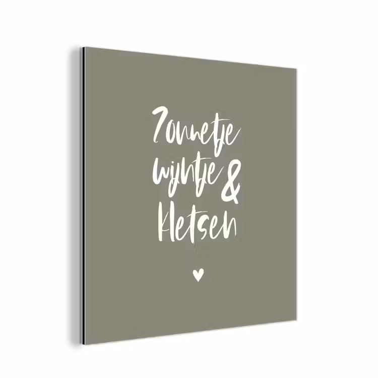 Zomer - Tekst - Zonnetje, wijntje & kletsen - Quotes aluminium wit klein -3d