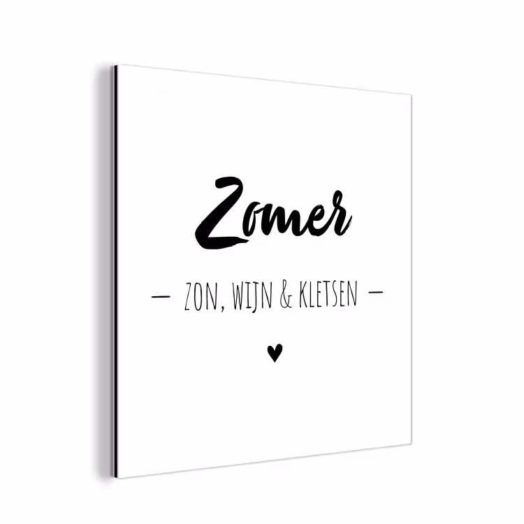 Zomer, zon, wijn & kletsen - Quotes - Tekst - Wijn - Zomer aluminium wit klein -3d