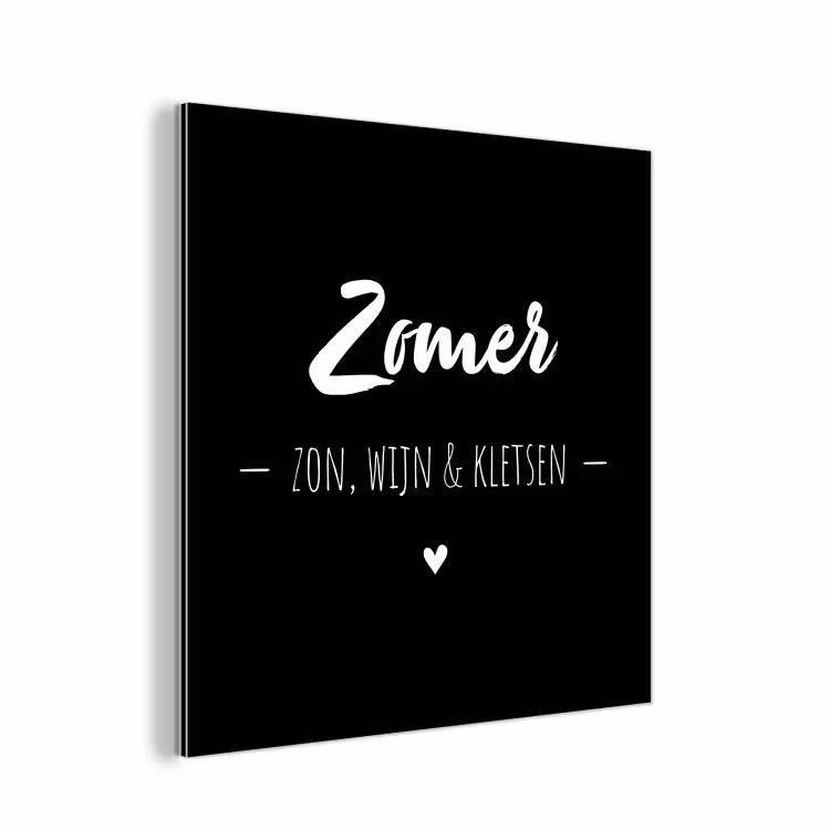 Zomer, zon, wijn & kletsen - Tekst - Zomer - Wijn - Quotes aluminium wit klein -3d