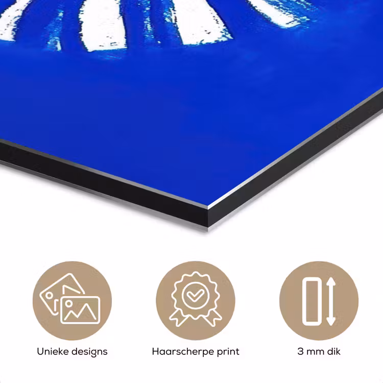 Zon - Gezicht - Penseelstructuur - Blauw aluminium wit klein -closeup_NL