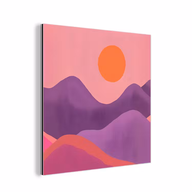 Zon - Heuvels - Paars - Abstract aluminium wit klein -3d