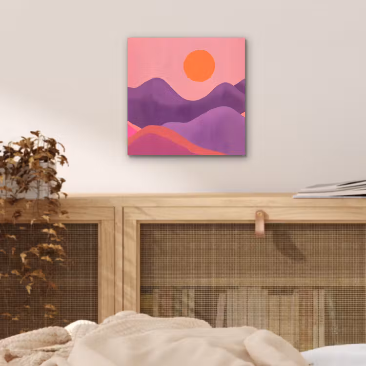 Zon - Heuvels - Paars - Abstract aluminium wit klein -sfeer3