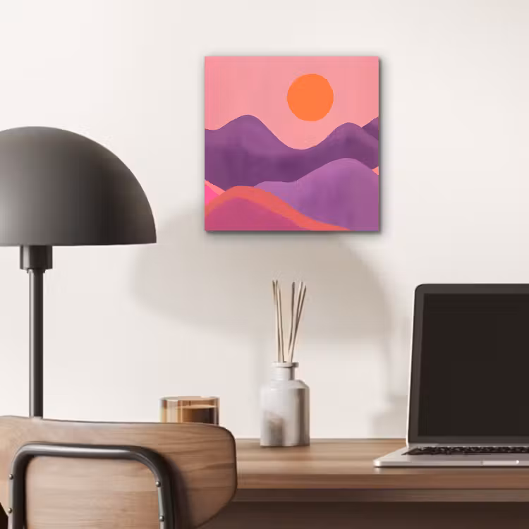Zon - Heuvels - Paars - Abstract aluminium wit klein -sfeer5