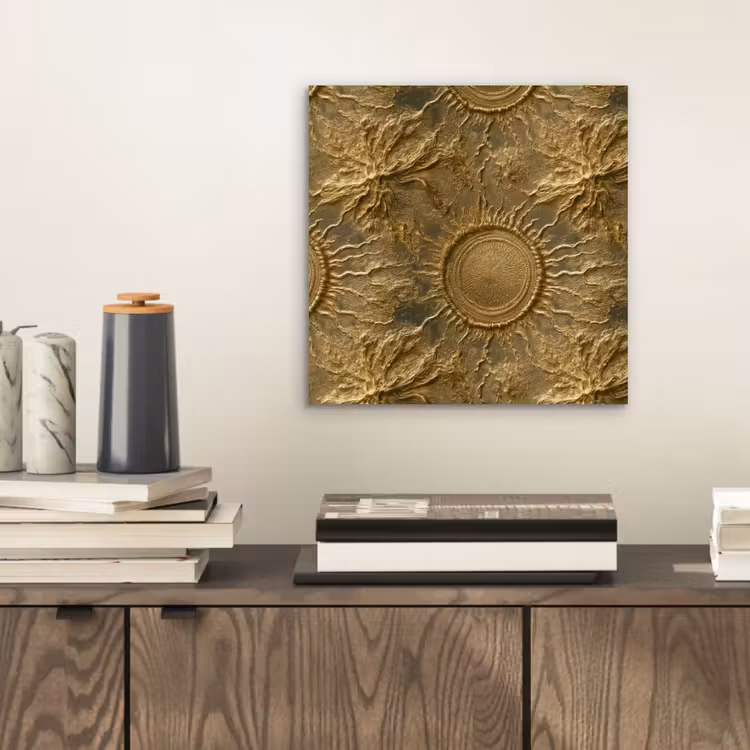 Zon - Reliëf - Antiek - Goud aluminium wit klein 46 -sfeer1