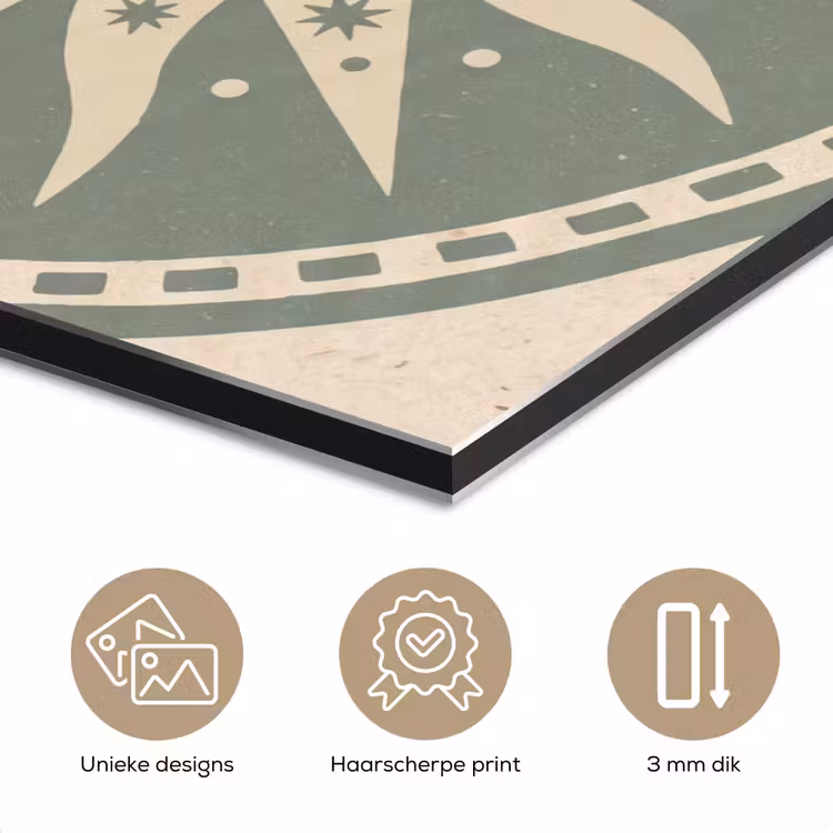 Zon - Sterren - Astrologie - Vintage - Groen aluminium wit klein -closeup_NL