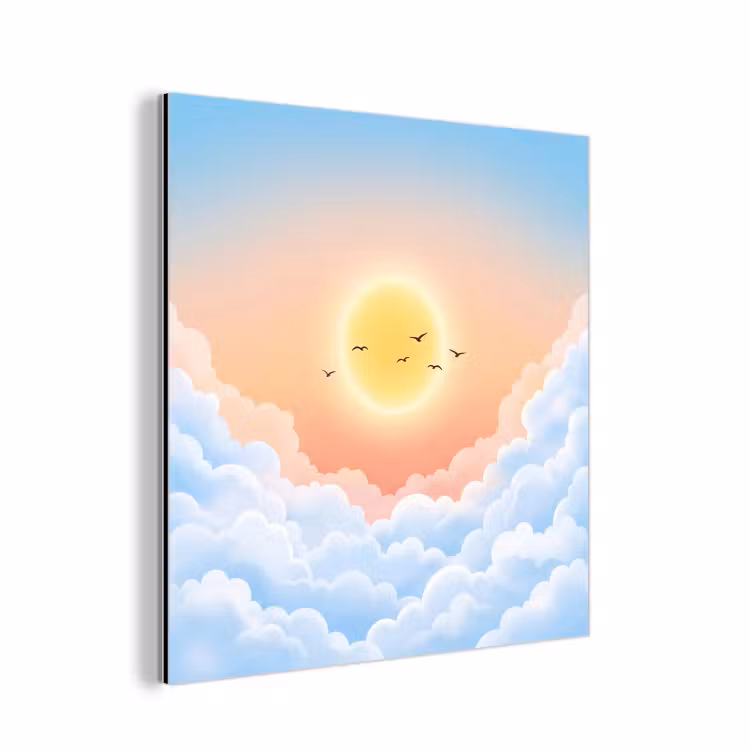 Zon - Vogels - Lucht - Natuur - Geel aluminium wit klein -3d