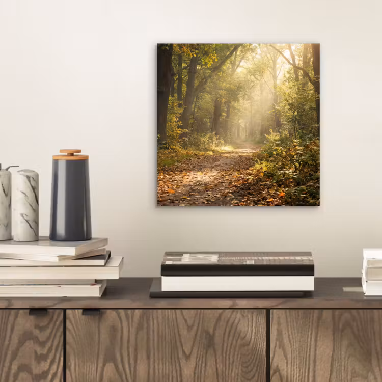 Zonlicht - Bospad - Bomen aluminium wit klein -sfeer1