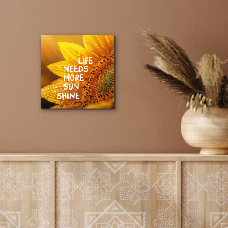 Zonnebloem - Close up - Geel - Quote aluminium wit klein -sfeer4