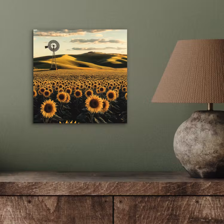 Zonnebloem - Veld - Windmolen aluminium wit klein -sfeer2