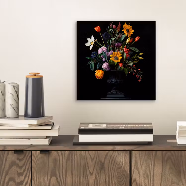 Zonnebloemen - Boeket - Kleurrijk aluminium wit klein -sfeer1