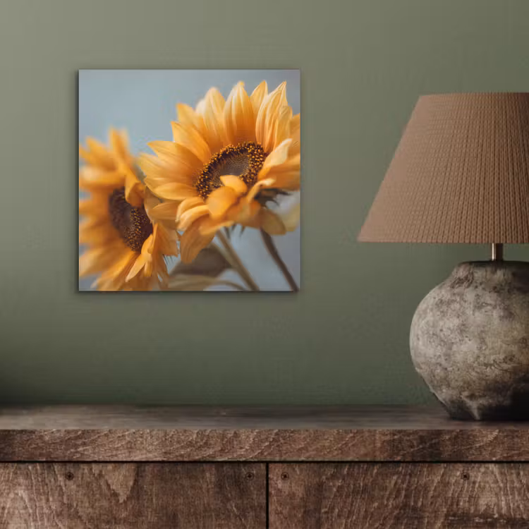 Zonnebloemen - Geel - Wazig aluminium wit klein -sfeer2