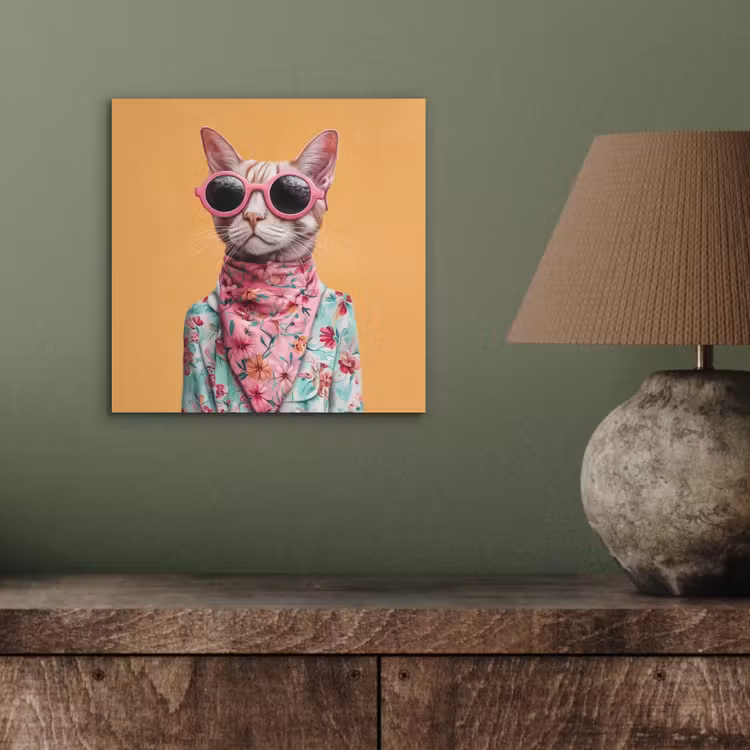 Zonnebril - Kat - Sjaal - Bloemen aluminium wit klein -sfeer2