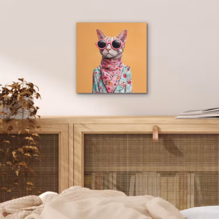 Zonnebril - Kat - Sjaal - Bloemen aluminium wit klein -sfeer3
