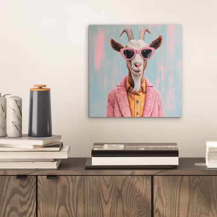 Zonnebril - Roze - Geit - Horen aluminium wit klein -sfeer1