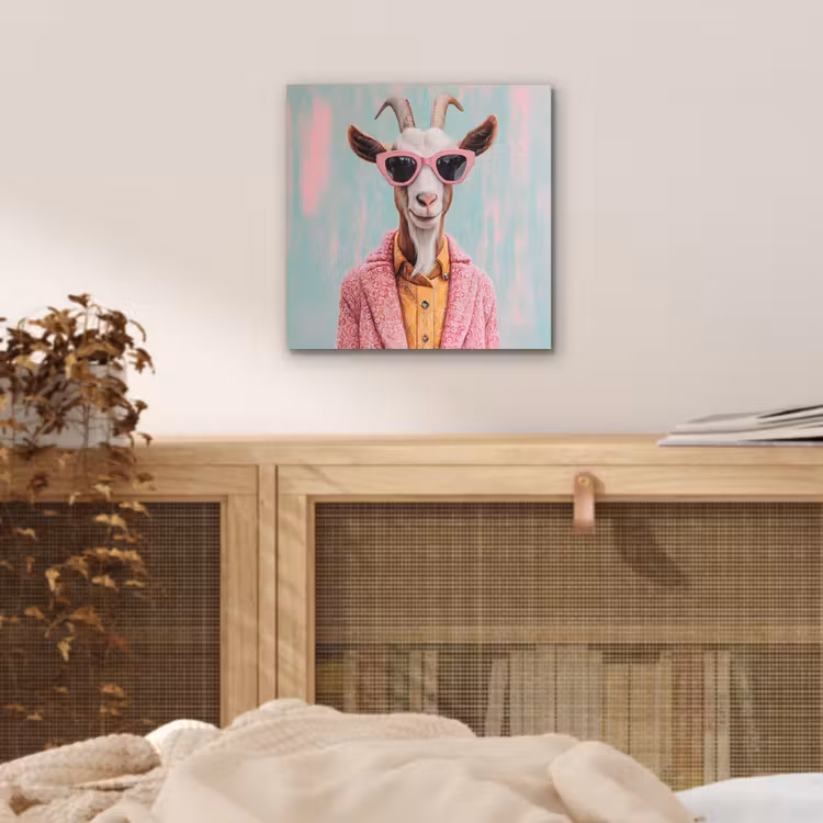 Zonnebril - Roze - Geit - Horen aluminium wit klein -sfeer3