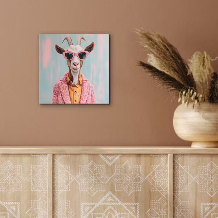 Zonnebril - Roze - Geit - Horen aluminium wit klein -sfeer4