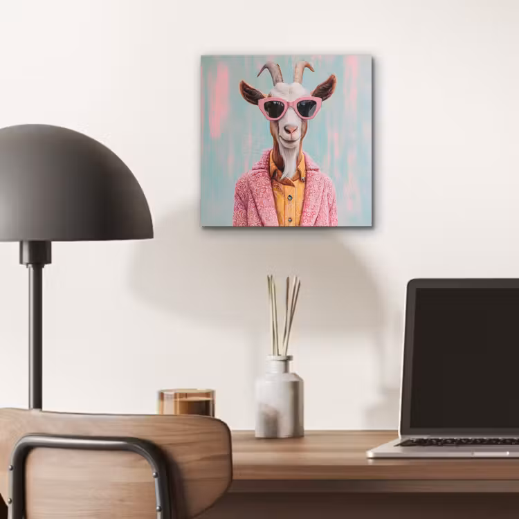 Zonnebril - Roze - Geit - Horen aluminium wit klein -sfeer5