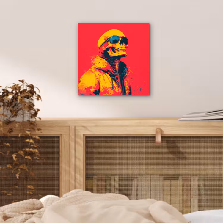 Zonnebril - Schedel - Jas - Rood aluminium wit klein -sfeer3