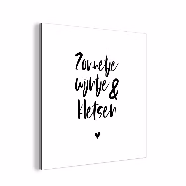 Zonnetje, wijntje & kletsen - Quotes - Tekst - Zomer - Wijn aluminium wit klein -3d