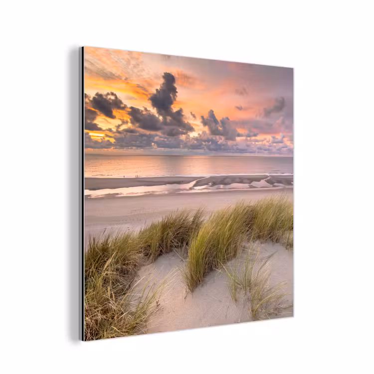 Zonsondergang - Duin - Strand - Planten - Zee aluminium wit klein -3d