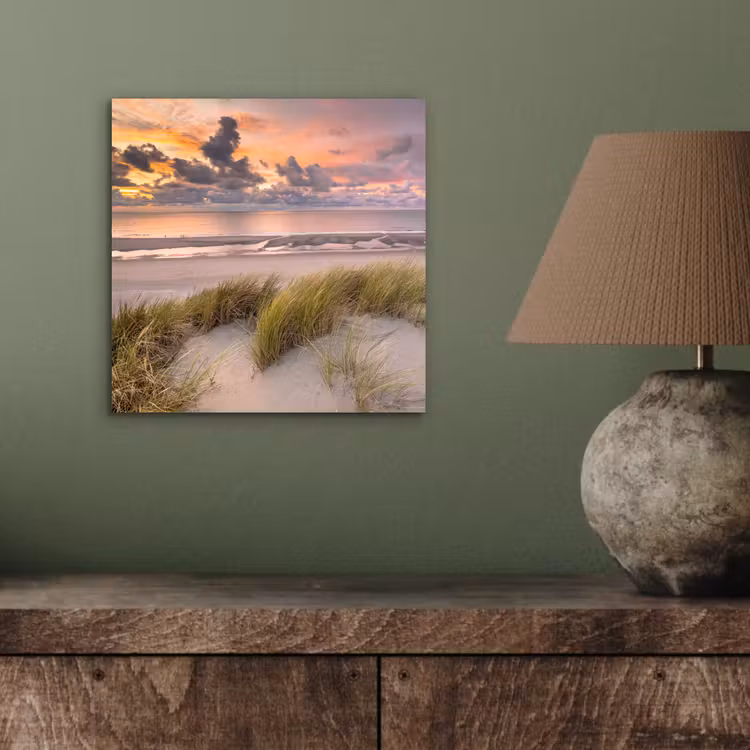 Zonsondergang - Duin - Strand - Planten - Zee aluminium wit klein -sfeer2