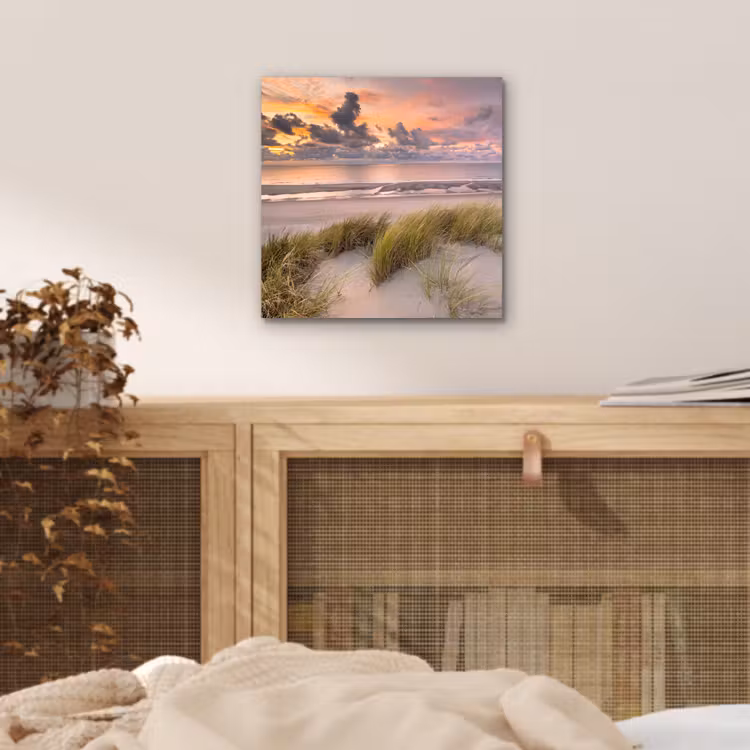 Zonsondergang - Duin - Strand - Planten - Zee aluminium wit klein -sfeer3