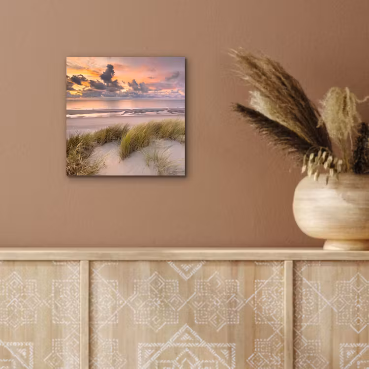 Zonsondergang - Duin - Strand - Planten - Zee aluminium wit klein -sfeer4