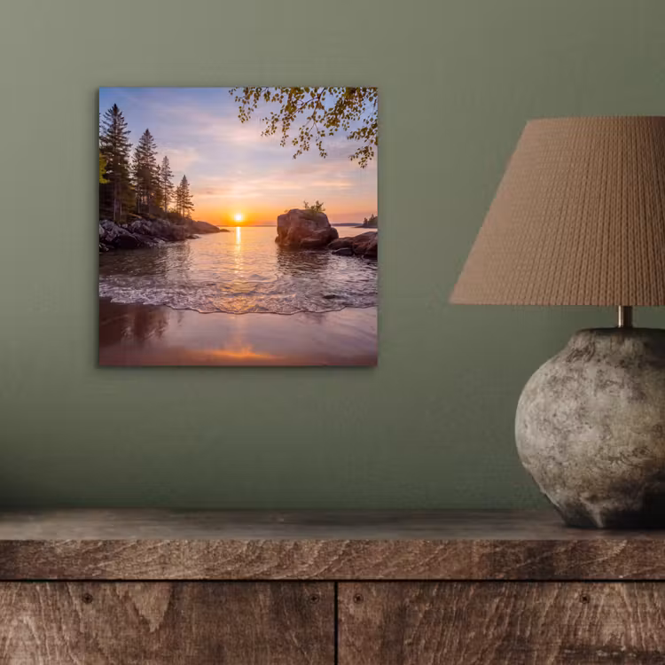 Zonsondergang - Kust - Water - Natuur - Oranje aluminium wit klein -sfeer2