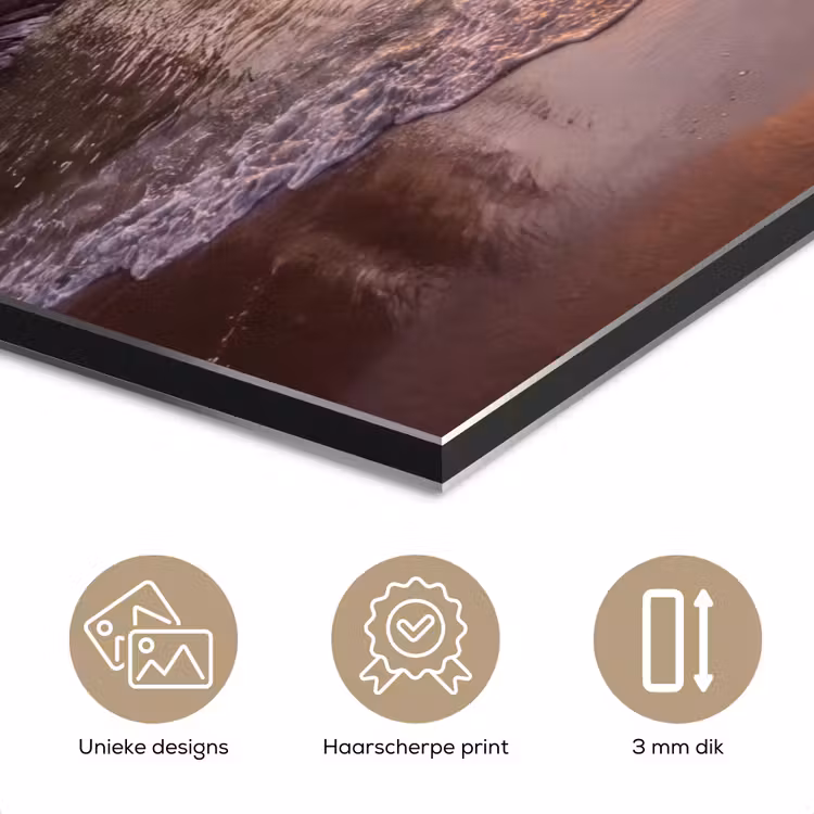 Zonsondergang - Kust - Water - Natuur - Oranje aluminium wit klein -closeup_NL