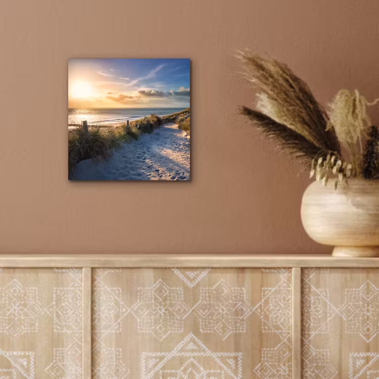 Zonsondergang - Strand - Duin - Gras - Bank aluminium wit klein -sfeer4