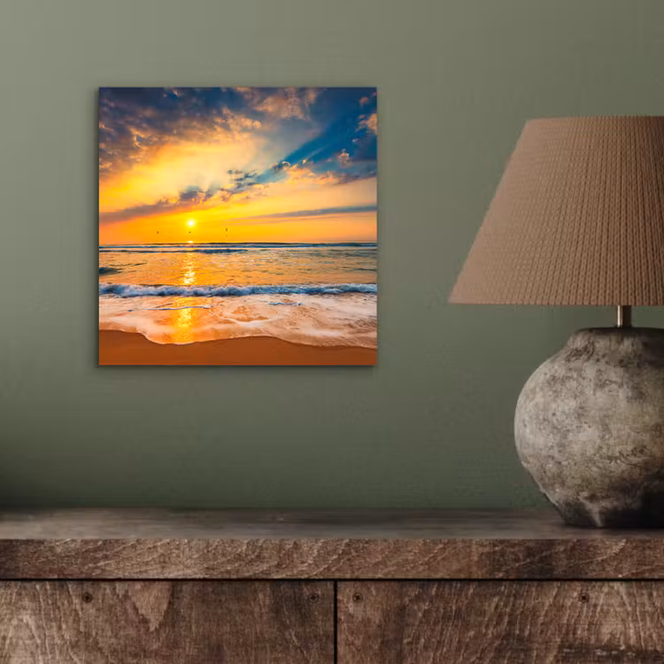 Zonsondergang - Strand - Zee - Wolken - Oranje aluminium wit klein -sfeer2