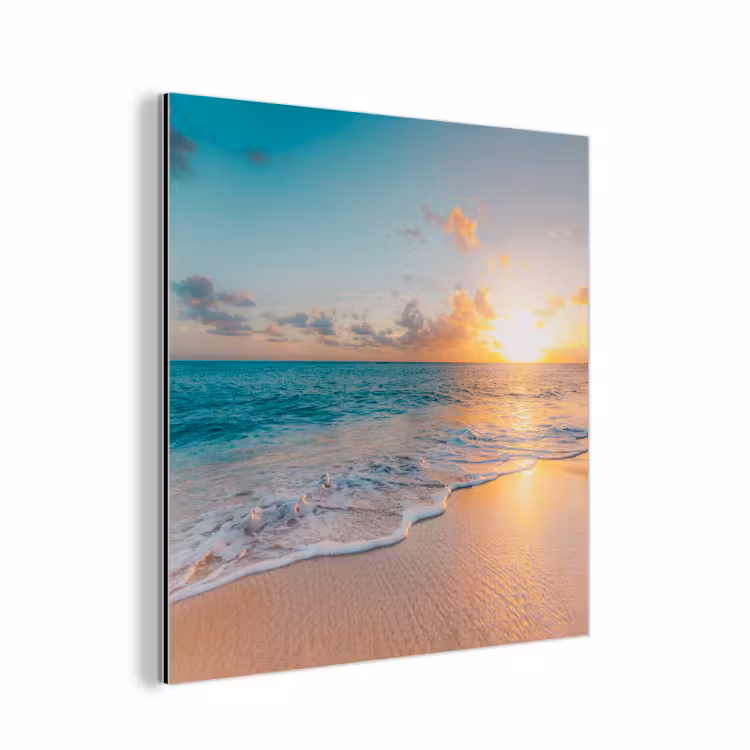 Zonsondergang - Strand - Zee - Zomer - Blauw aluminium wit klein -3d