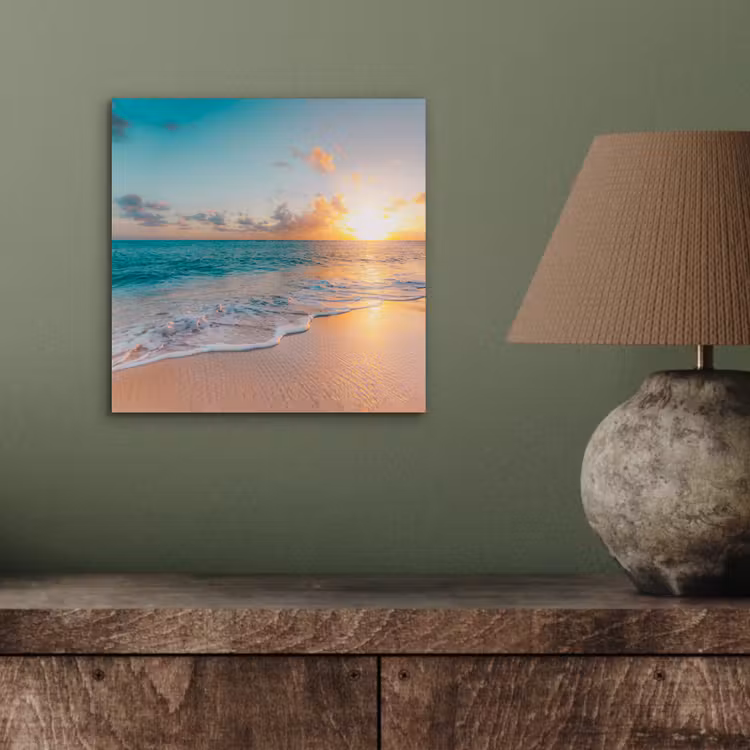 Zonsondergang - Strand - Zee - Zomer - Blauw aluminium wit klein -sfeer2