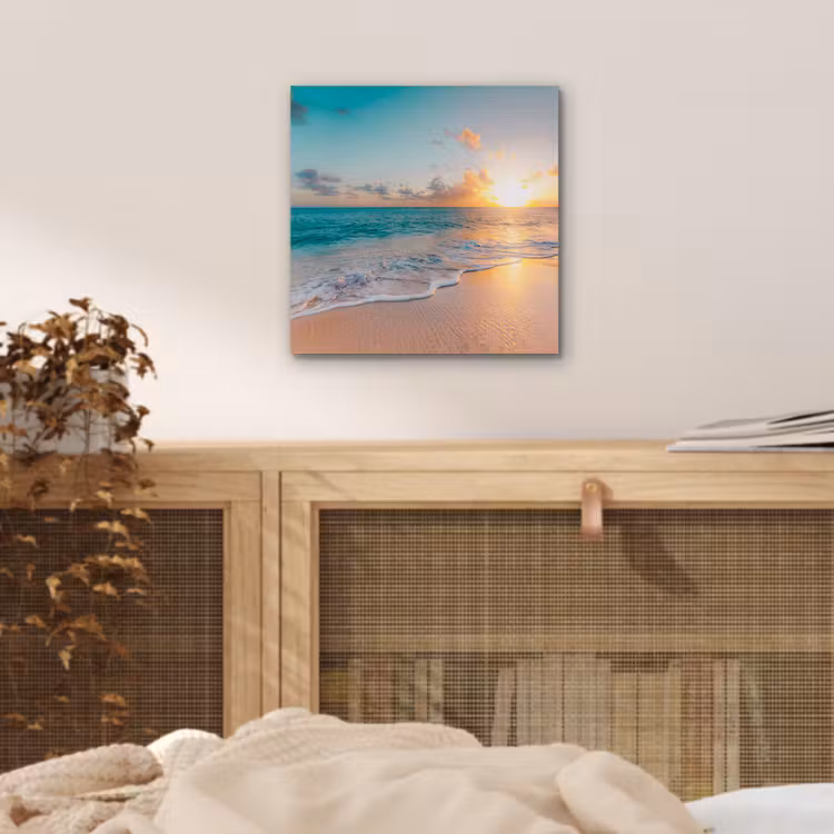 Zonsondergang - Strand - Zee - Zomer - Blauw aluminium wit klein -sfeer3