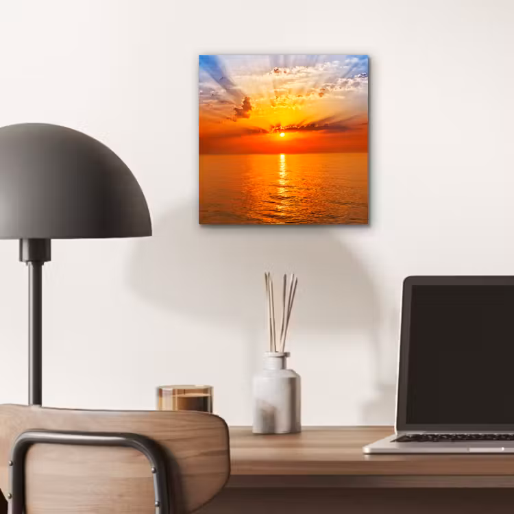 Zonsondergang - Zee - Lucht - Oranje - Horizon - Water aluminium wit klein -sfeer5