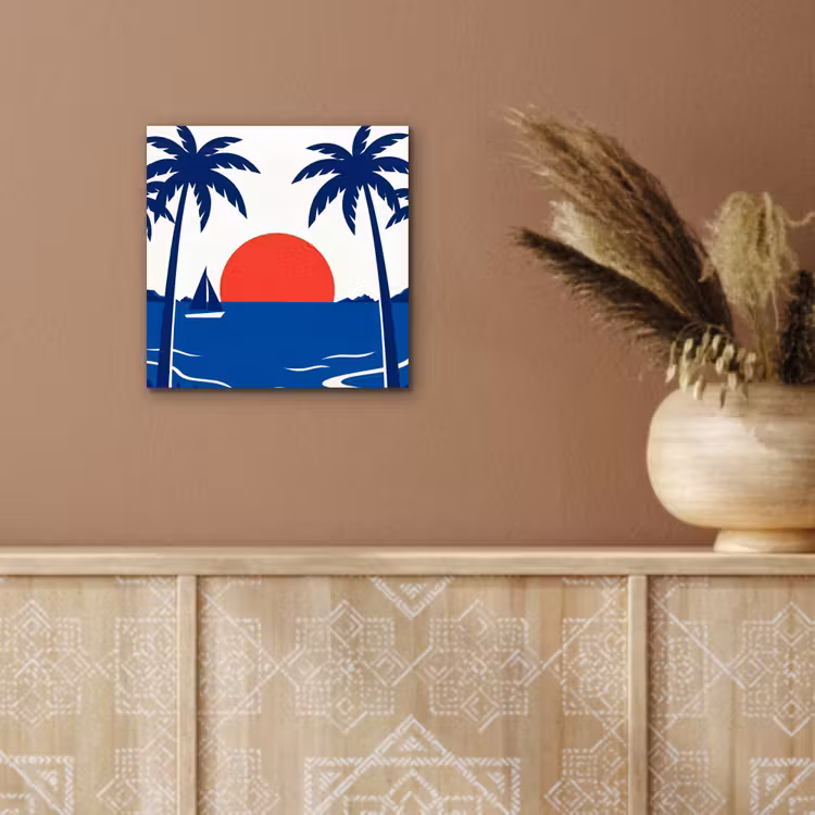 Zonsondergang - Zee - Palmboom - Tropisch - Modern aluminium wit klein -sfeer4