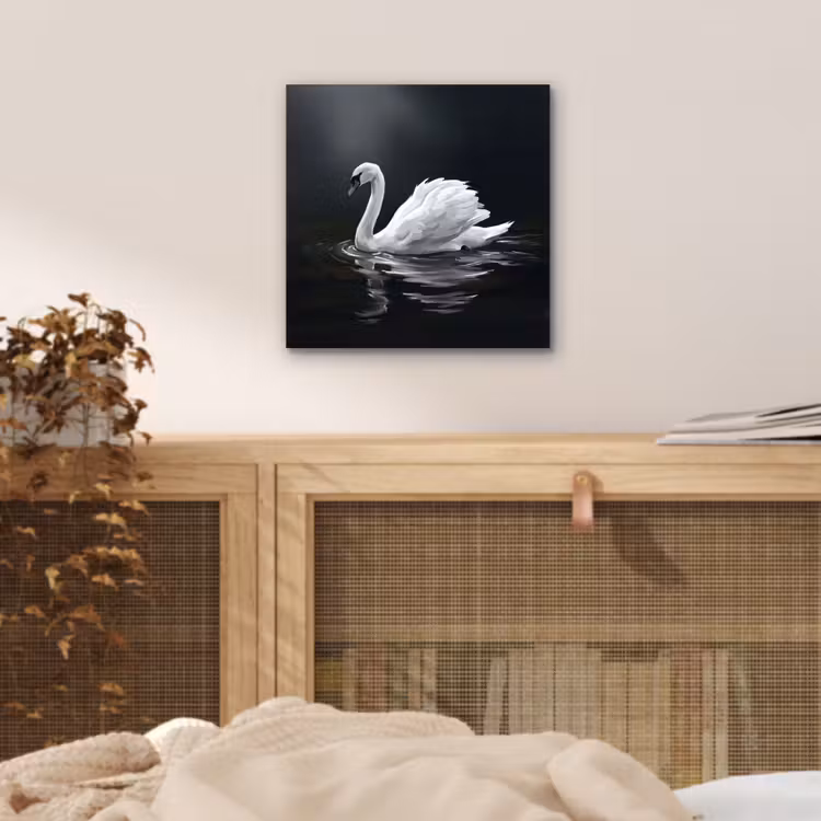 Zwaan - Water - Natuur - Realistisch - Wit aluminium wit klein -sfeer3