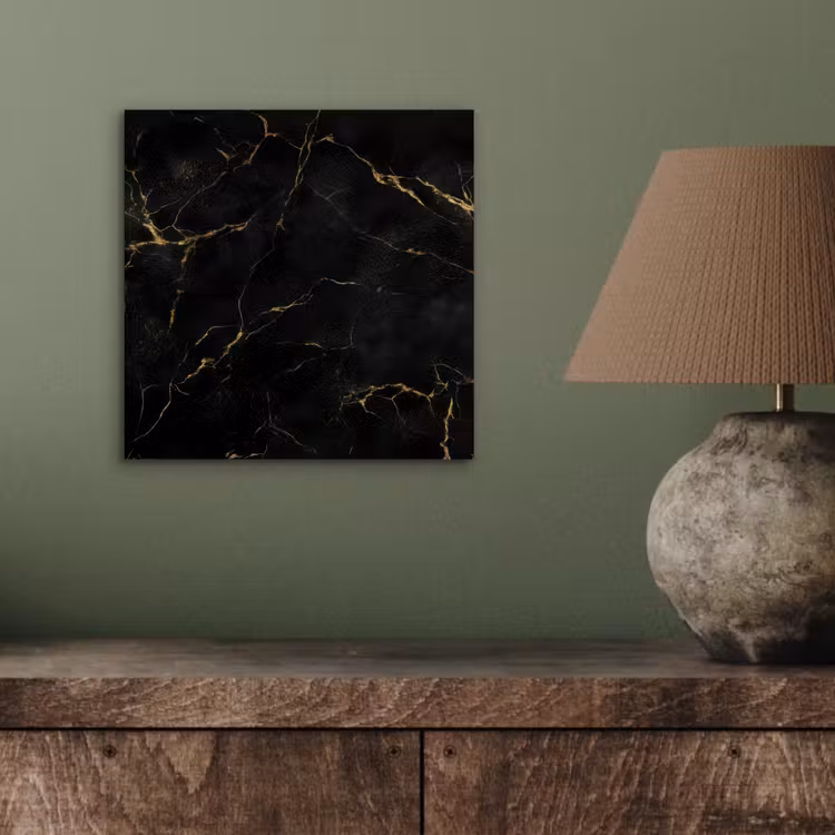Zwart marmer - Gouden aders - Klassiek aluminium wit klein -sfeer2