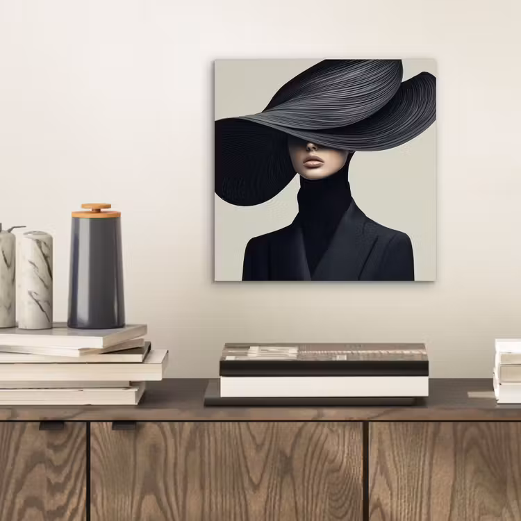 Zwart - Vrouw - Hoed aluminium wit klein -sfeer1