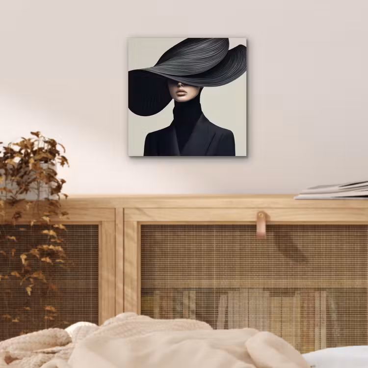 Zwart - Vrouw - Hoed aluminium wit klein -sfeer3