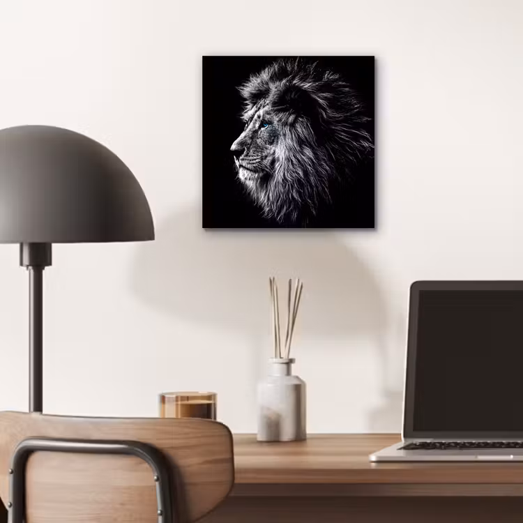 Zwart Wit - Leeuw - Kop - Dieren aluminium wit klein -sfeer5