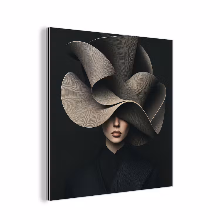 Zwarte - Hoed - Vrouw aluminium wit klein -3d